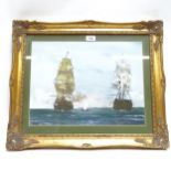 A Caldwell, watercolour, sea battle, signed, 33cm x 45cm, framed Good condition
