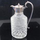 Victorian cut-glass and silver plate Claret jug, height 29cm Good condition