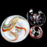 3 pieces of Studio glass, including a Murano Millefiori dish, length 16cm (3) All in good condition