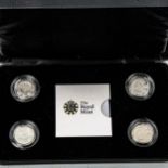 Royal Mint 4 coin set, silver proof Piedfort £1 UK Cities, boxed with papers