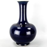 A Chinese dark blue glaze porcelain narrow-neck vase, seal mark under base, height 36cm