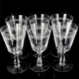 VAL ST LAMBERT - a set of 6 wine glasses with funnel-shaped bowls, height 16.5cm, rim diameter