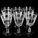 VAL ST LAMBERT - a set of 6 wine glasses with funnel-shaped bowls, height 16.5cm, rim diameter