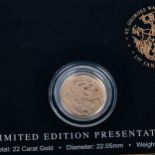 2007 gold sovereign, limited edition Westminster Collection, 7.99g