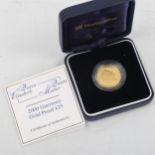 HM Queen Elizabeth The Queen Mother 2000 Guernsey gold proof £25 coin, 8g, boxed with papers