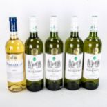 5 bottles of white wine, 4 x Les Charmes Des Queyrats 2017, Graves, 1 x Monbazillac 2016