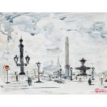 Jean Facon Marrec (1903 - 1994), watercolour, Place De La Concorde Paris, signed, 28cm x 35cm,