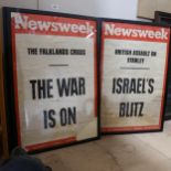4 original Newsweek printed news stand posters, including The Falklands Crisis, British Assault on