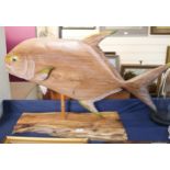 Clive Fredriksson, hand carved and painted wood sculpture, John Dory, signed, length 100cm
