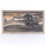 Lui Shou Kwan, Chinese watercolour, Deepwater Bay, signed, framed, overall 54cm x 98cm