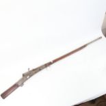 A 19th century matchlock punt gun, length 123cm