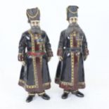 2 Russian cold painted bronze Czar figures, signed, height 18cm
