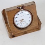 A French silver-cased top-wind pocket watch by Ceuva, impressed 800, in a walnut travelling case