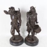 After Emile Guilleman, a pair of French spelter figural sculptures, US civil war soldiers, signed,