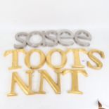 3 large illuminated letters, a group of gilded letters, height 15cm, and 5 small metal letters