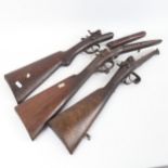 3 x 19th century percussion sporting gun stocks