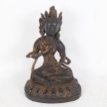 A Chinese gilded and patinated bronze seated Buddha, on lotus base, with 6 character mark, height