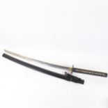 A replica Chinese katana sword and scabbard, blade length 70cm