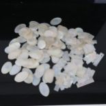 A group of Chinese engraved mother-of-pearl gaming counters, including oval circle and rectangle (