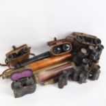 A large quantity of various Vintage binoculars and telescopes (boxful)