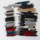 Various Vintage fountain and rollerball pens, including Parker with 18ct nib, Waterman, Parker