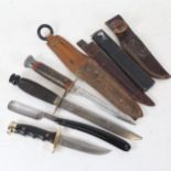 Various knives, including Antique William Rodgers Commando type knife and sheath, another by Rodgers