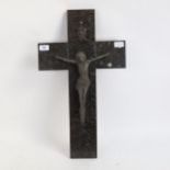A marble and bronze crucifix, early to mid-20th century, height 64cm