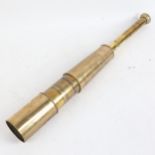 A brass 3-draw telescope, with extending guard and eyepiece cover