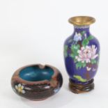 2 small Chinese cloisonne enamel vases, largest height 12cm