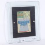 Japanese colour woodblock print, Kimono robes, signed, framed, image 16cm x 10cm