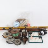 Various fishing rods, poachers rod and reels