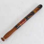 A Victorian hand painted and gilded Police truncheon, bearing Royal cypher crown and Constable