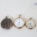 A Victorian silver-cased Verge pocket watch, label for Alex Brownlee Edinburgh, missing glass