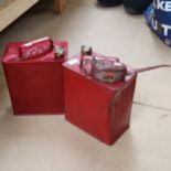 2 Vintage Shell Motor Spirit petrol cans, and a Castrol GTX oil can (3)