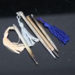 4 x Vintage propelling pencils / pen, comprising 1 x 9ct gold and 3 x sterling silver, 9ct example