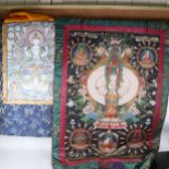 2 Tibetan hand painted watercolour Tanka scrolls (2)