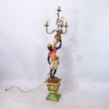 A painted composite Blackamoor lamp, H154cm