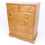 A modern pine chest of 2 short and 4 long drawers, W91cm, H117cm, D51cm