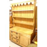 An Antique pine 2-section kitchen dresser, W116cm, H210cm, D46cm