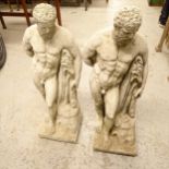 A pair of composite Classical nude garden sculptures, H60cm