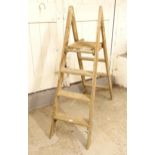 A Vintage pine double-sided step ladder