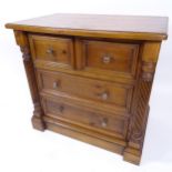 A modern oak Scottish chest of 2 short and 2 long drawers, W90cm, H88cm, D62cm