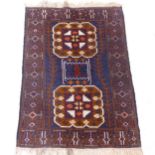 A small blue ground Afghan mat, 130cm x 87cm