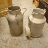 2 French galvanised milk churns