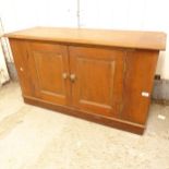 A mahogany low cupboard with 2 panelled doors, W112cm, H66cm