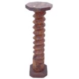 An Antique Continental elm and pine spiral turned pedestal, height 102cm