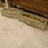 A pair of weathered concrete garden troughs, L74cm, H20cm, D28cm