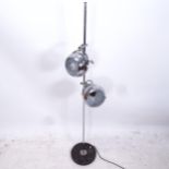 A Vintage chrome floor lamp, with 2 adjustable globe lights