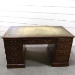 A Victorian walnut pedestal desk, 137cm x 75cm