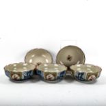 A set of 5 Japanese porcelain bowls, with hand painted surrounds, signed, diameter 13cm